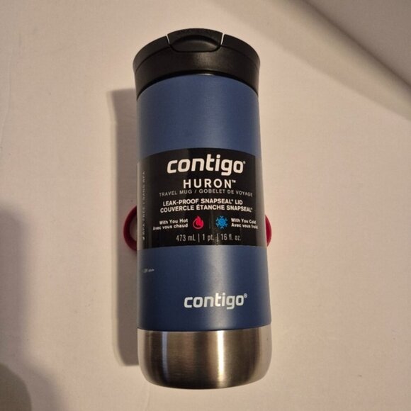 Contigo Huron 16 fl oz blue leak proof 6 hour hot, 12 hour cold snap seal mug - Picture 1 of 7